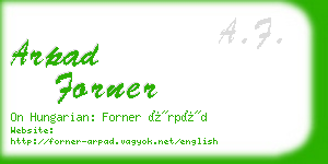 arpad forner business card